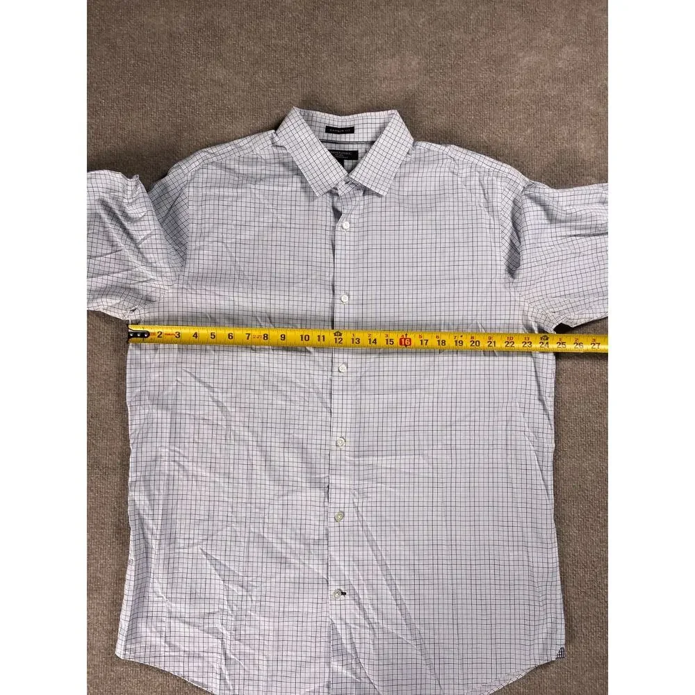 Banana Republic Dress Shirt Mens Extra Large Blue Check Camden Fit Non Iron